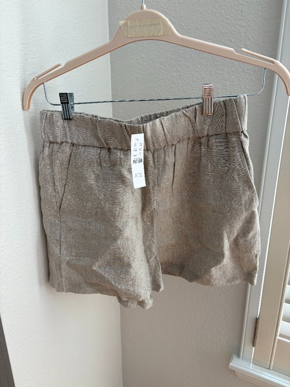 J.Crew Linen Blend Pull-On Shorts Natural Beige Elastic Waist NWT Size S